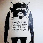 Artwork at the Banksy Museum Barcelona